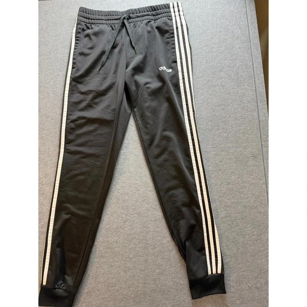 Streetwear Cozy Retro Adidas Track Pants Small Black 3-Stripe Joggers Athleisure